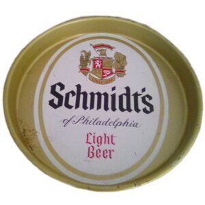 Vintage Schmidt's Light Beer Philadelphia 13" Round Serving Tray, 2 Side Paint